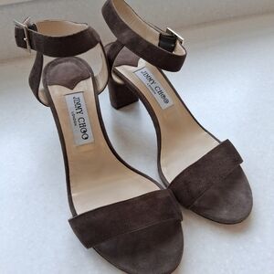 Jimmy Choo Dark Brown City 65 Suede Heels